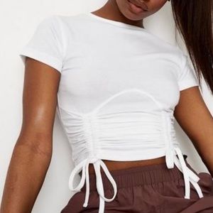 Missguided White Ruched front crop top